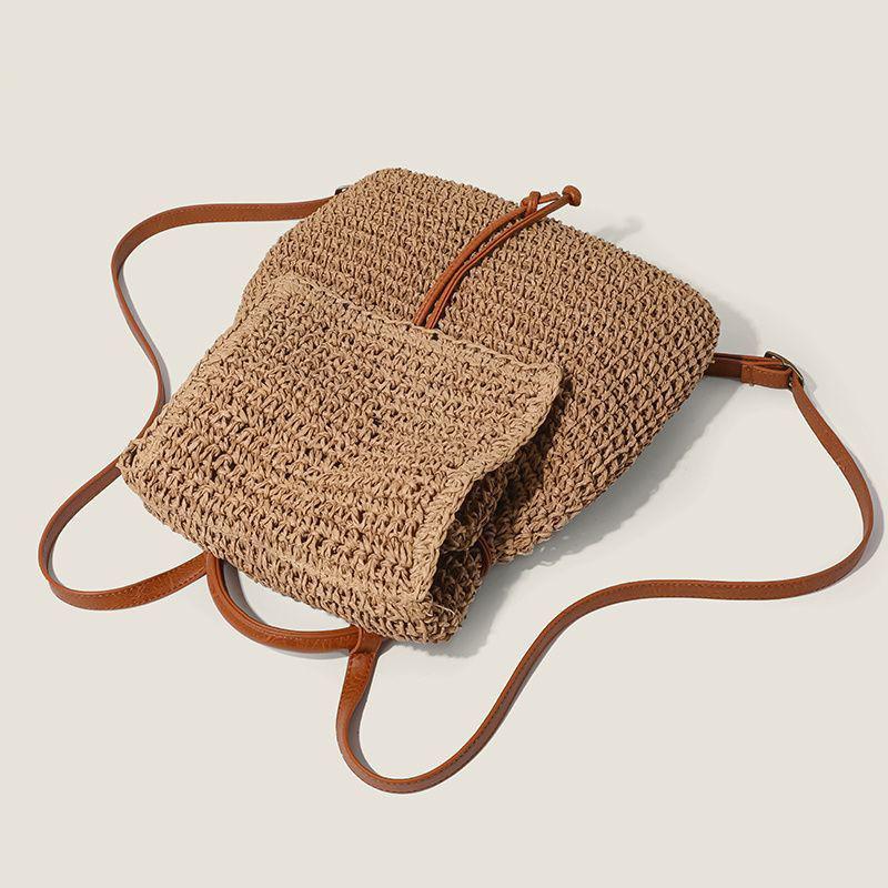 Zaino Tessuto di Grande Capacità per Donne Vacanza al Mare Con Chiusura a Coulisse