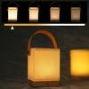 NETTLIFE LED Desk Lamp - Handheld Bucket Shape Design, Made of Wood and Fabric, Square Shape