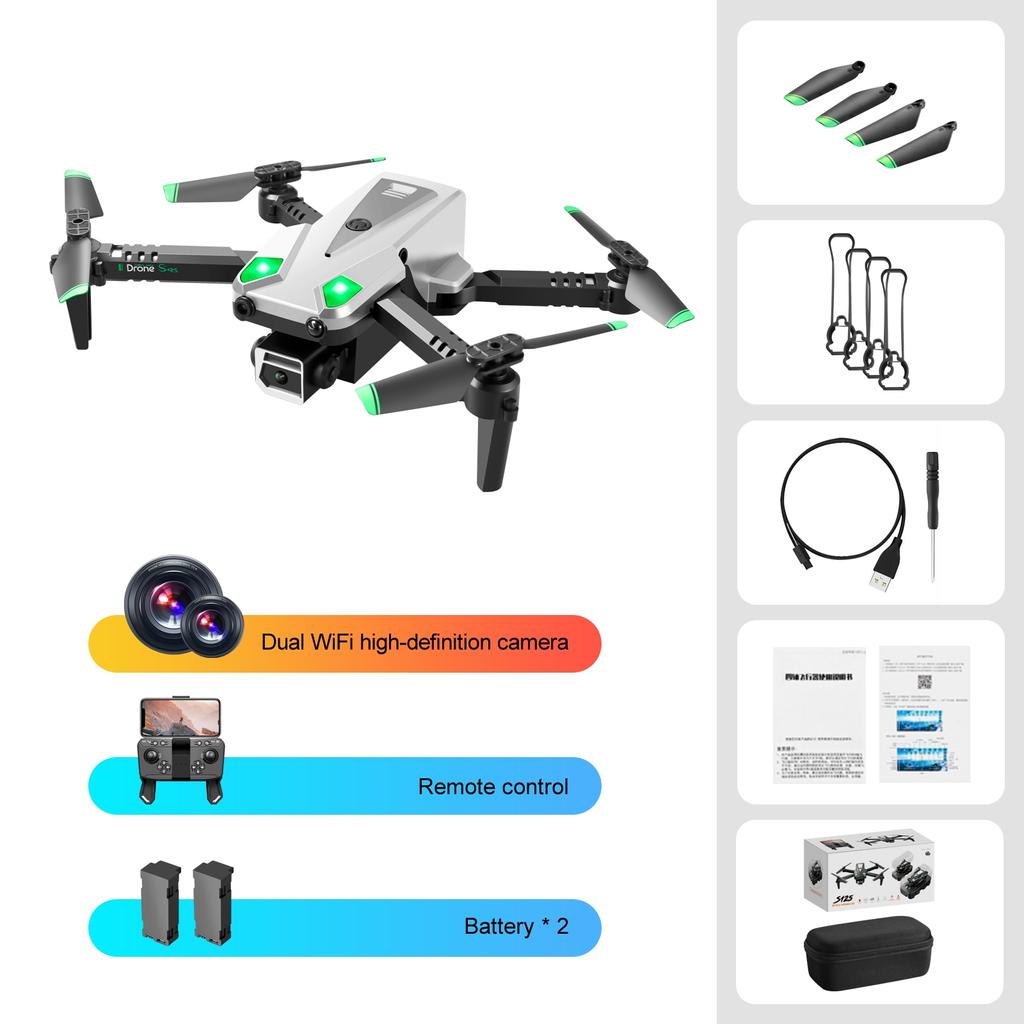 S125 Mini Folding Radio-controlled Aircraft Obstacle Avoidance Optical Flow Fixed HD Dual Camera Children Remote Control UAV