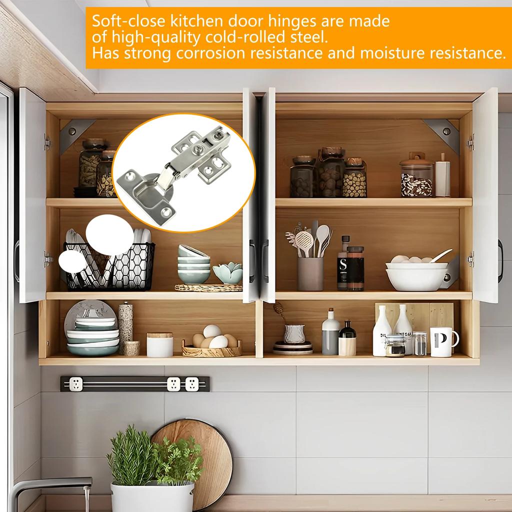 10Pcs Hinges Stainless Steel Hydraulic Cabinet Door Hinge Damper Buffer Soft Quiet Closing for All Kitchen Cupboard Furniture