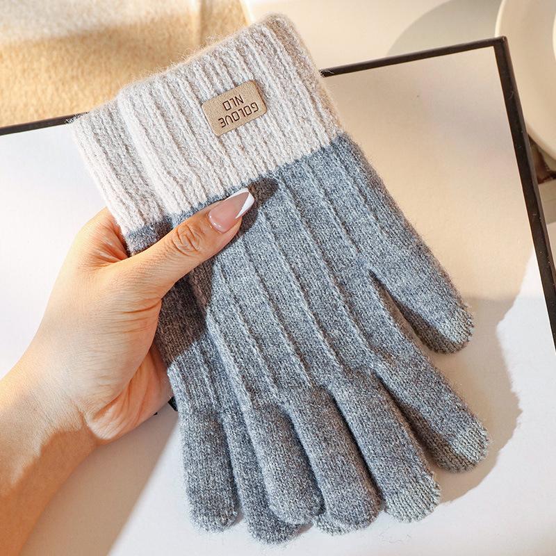 Women Warm Thick Plush Knitted Gloves Touch Screen Men Women Fashion Autumn Winter Keep Warm Riding Skiing Outdoor Gloves