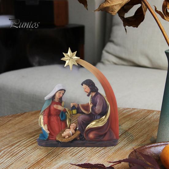 

Уникальная ручная работа, синтетическая смола, фигурка Иисуса, святые родители, младенец, Иисус, детская кроватка, украшение, рождественский подарок