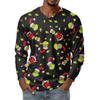 Men's Fashion Printed V-Neck Casual Long-Sleeved T-Shirt Bottoming Shirt Top