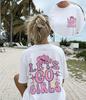 Lets Go Girls Graphic T Shirt Pink Cowboy Hat Aesthetic Tops Women Trendy Back Print Casual Loose Short Sleeve Summer Tee