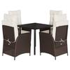 VidaXL Garden Dining Set with Cushions 5 Pcs, Table and Chairs with Adjustable Backrest, Outdoor Furniture, 3213414