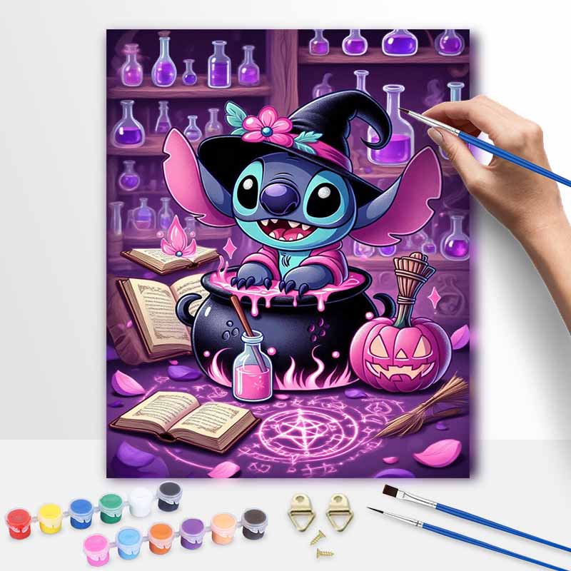Disney digital oil painting witch cauldron magic potion hand painting home decoration painting 20x30cm
