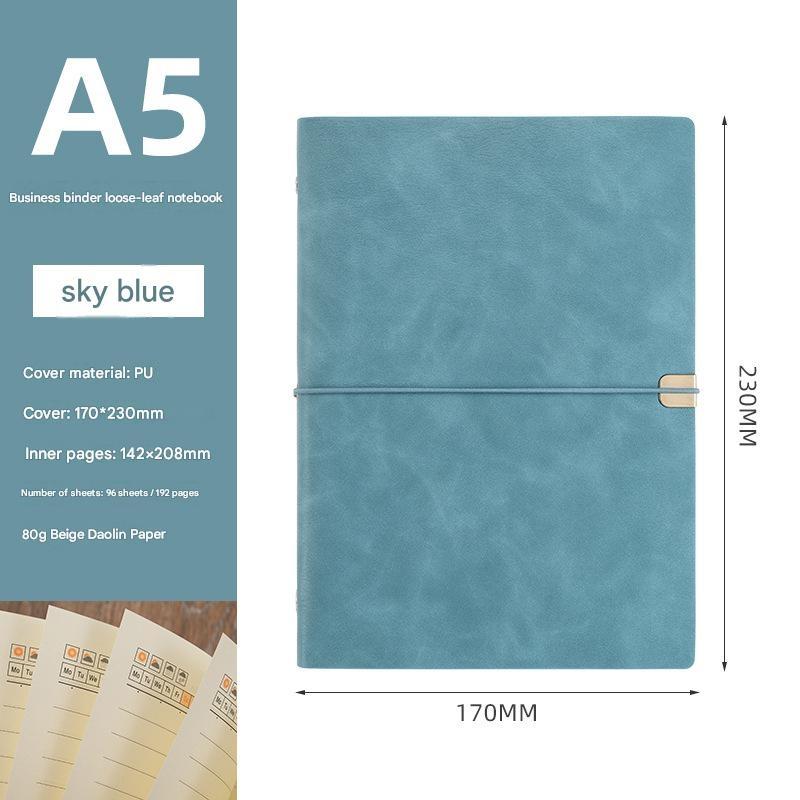 SYC A5 Diario Business Copertina Rigida in Pelle Raccoglitore ad Anelli 6 Anelli Fogli Mobili 100 Fogli Vuoti Rigati Stampato Planner Regalo