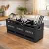 Rectangular Kitchen Utensil Holder 3 Compartment Cutlery Storage Rack  Kitchen Countertop