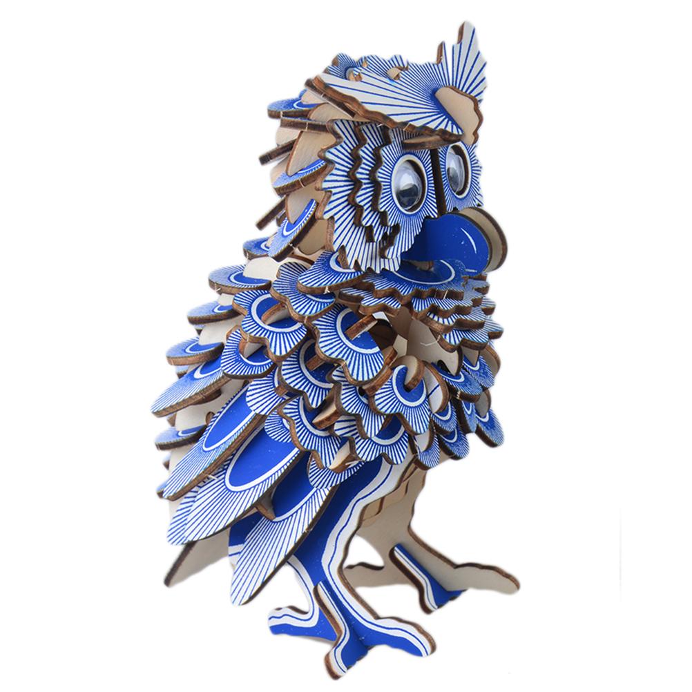 3D Wooden Owl Puzzle Jigsaw Woodcraft Kit DIY Construction Model Puzzle Toys for Children and Adults