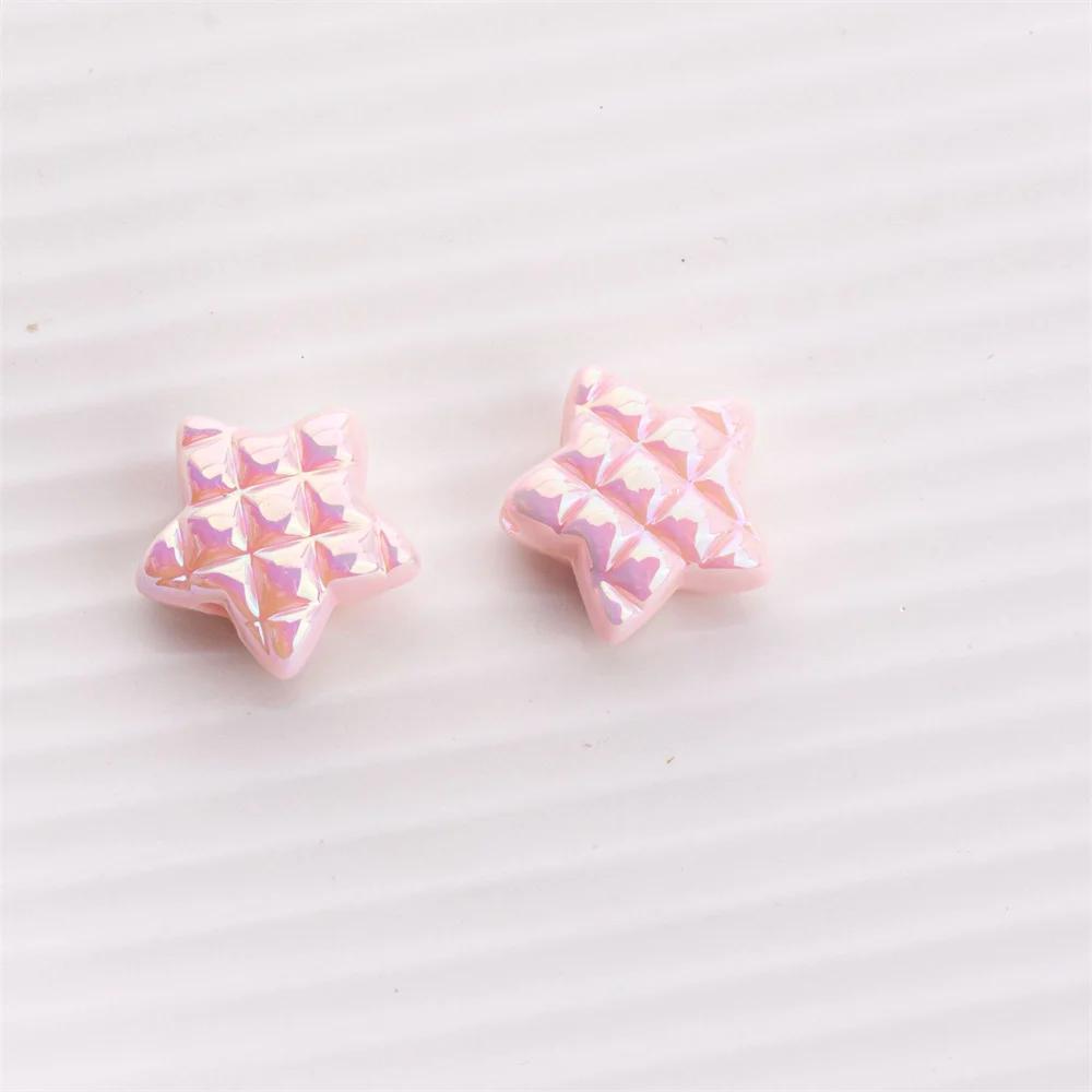 TX07 5Pcs Candy Waffle Pentagram Rhombus Love Pineapple Acrylic Charm Bead Handmade Straight Hole DIY Accessories Trend Bracelet
