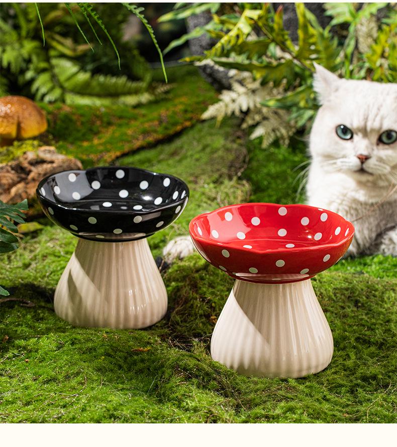 Ceramic Elevated Cat & Dog Bowl - Anti-Tip Design for Cervical Spine Protection - Food & Water Bowl