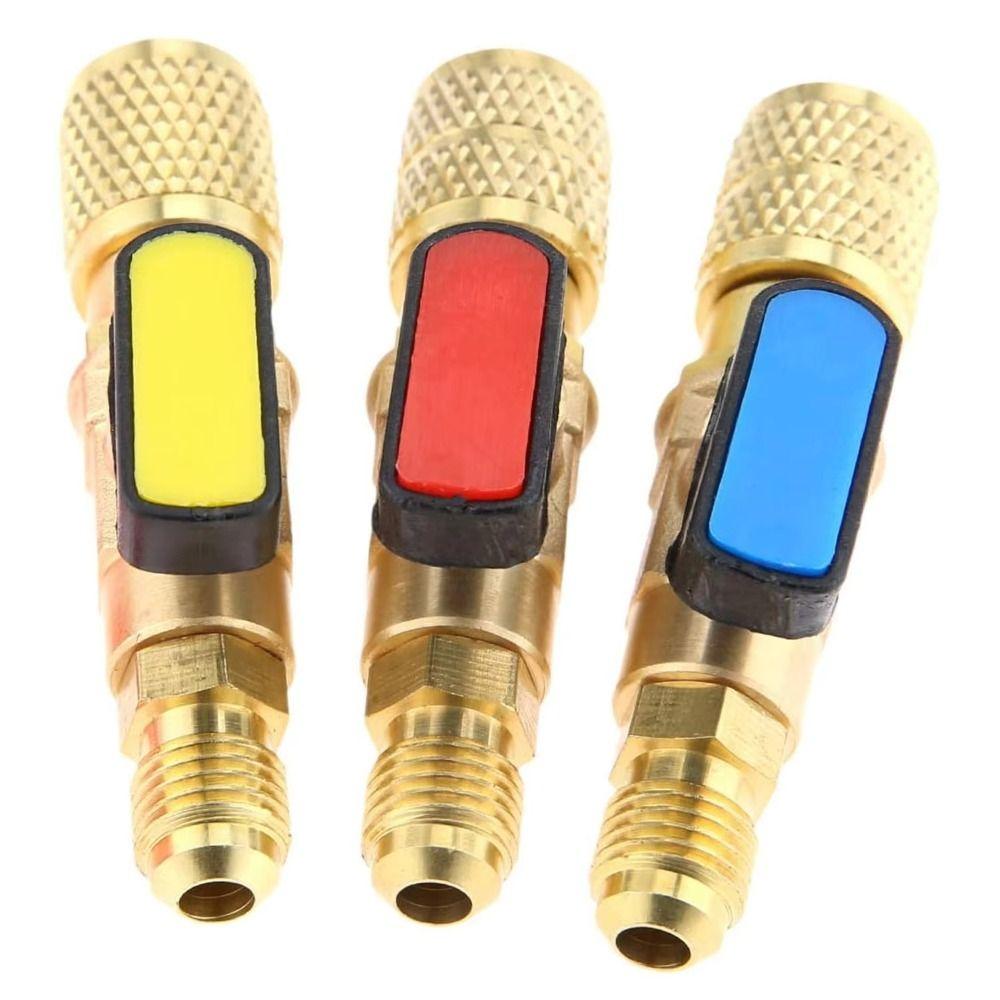 1 Stück Messing Kältemittel Kugelhahn Adapter für R134A R410A R22 R12 Füllschläuche