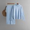 Western Style Knitted Turtleneck sweater Skirt sets High Neck Sweater and Skirt Set