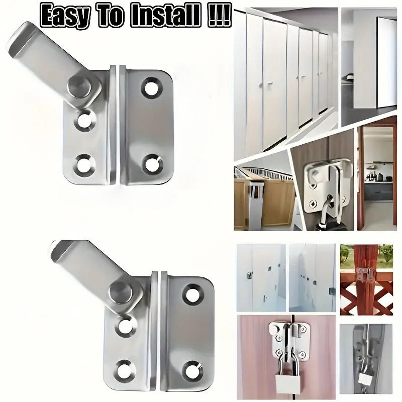 1PC Stainless Steel Anti-Theft Latch Stainless Steel Pin Door Latch Right-Angle Sliding Door Latch Pin Pet Cage Safety Door Bolt Latch
