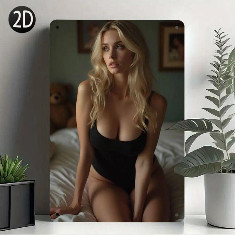 Sexy Girl Metal Tin Sign 20x30 cm for Garage & Workshop Decor
