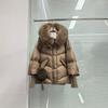 Autumn and Winter New Natural Fox Big Fur Collar Hooded Short Down Jacket Women's Thickened Warm Loose Coat