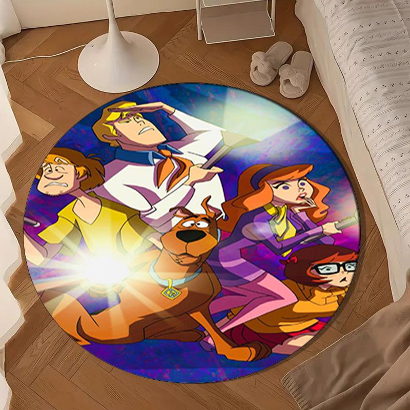 Scoo-dog Mystery Night Round Rug for Livingroom,Bedroom, Palyroom, Chair Rug, Area Rug, Circle Carpet, Large Size Fan Christmas Gift