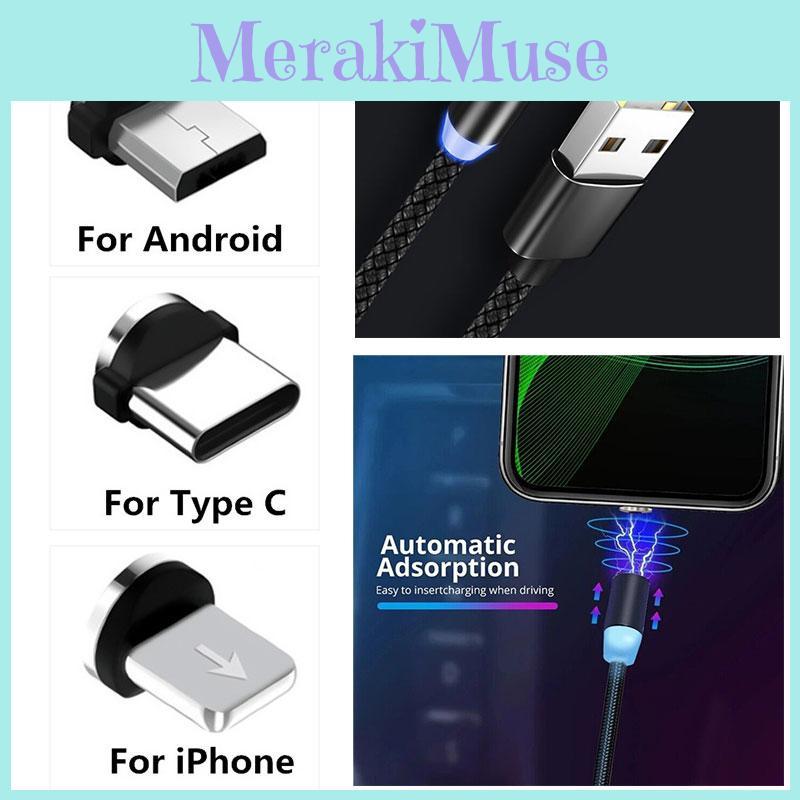 Magnetic Charging Head 360 Degree Rotation For Android And Iphone Aluminum Alloy Charging Interface