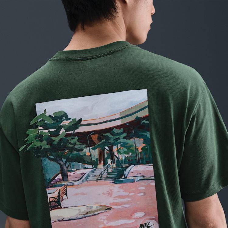 Nike Max90 SS25 SB Comfortable Fashion Versatile Casual Short Sleeve T-Shirt Men Tops Green HJ0894-323