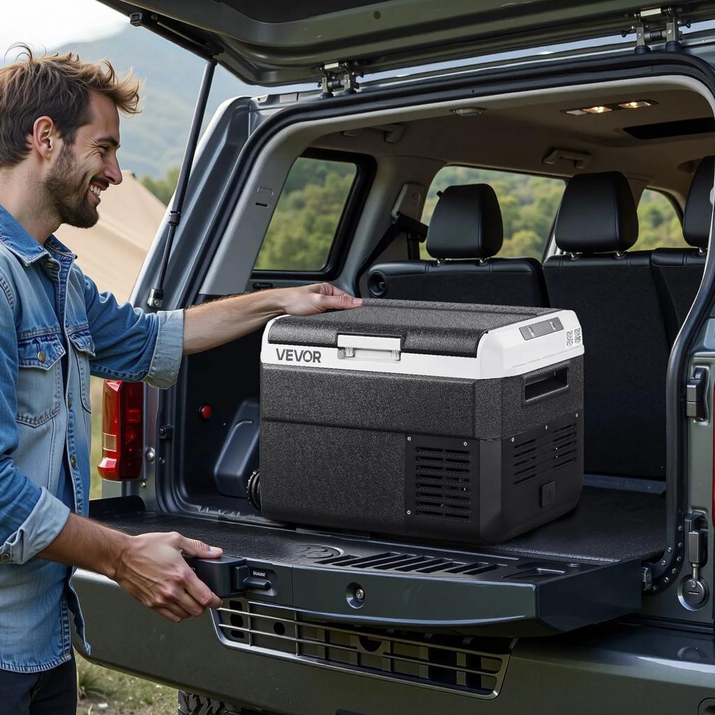 VEVOR 12 Volt Car Refrigerator, 25L Car Fridge, Portable Electric Cooler with -20 degrees C to 20 degrees C Adjustable Temperature