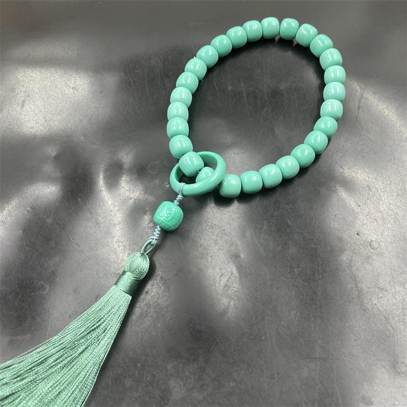 Tianshan Green and Purple Jade Prayer Beads Bracelet with Optimized Turquoise