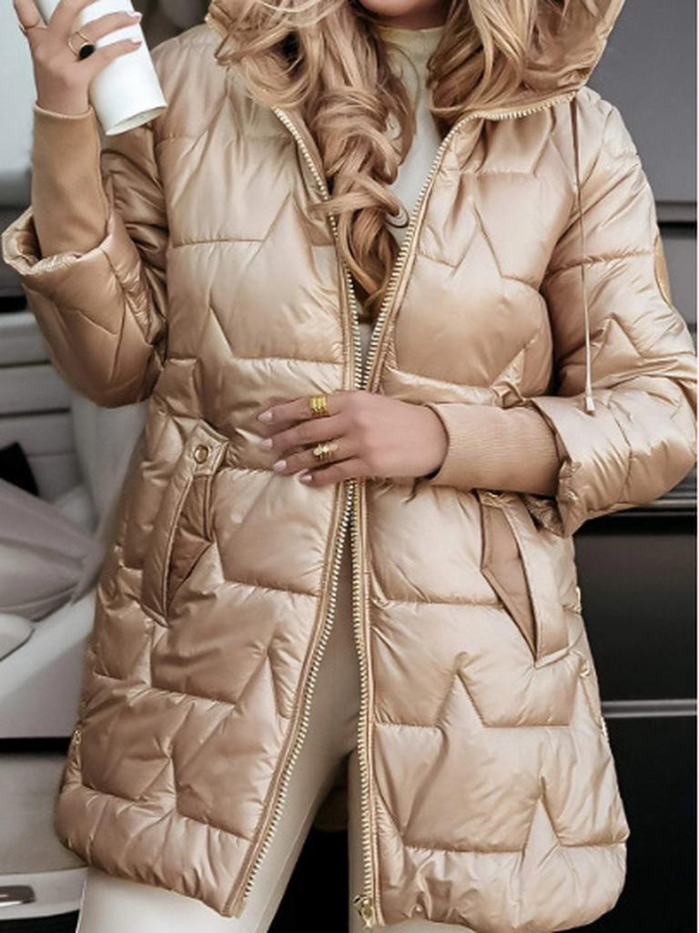 Winter New Zip-Up Hooded Cotton Jacket with Three Zippers