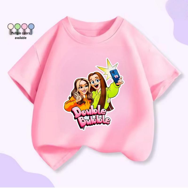 Unisex Kids Summer T-Shirt: Heart-Shaped Cartoon Print & Fun Slogan