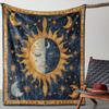 Coperta di Flanella Lusso Sole Luna Stelle - Plaid Peluche Ultra Morbido, Stile Vintage per Divano/Letto/Viaggio, Caldo Regalo per Tutte le Stagioni in Misto