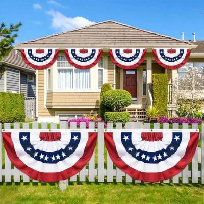 45x90cm/60x120cm American Independence Day Half Fan Flag Bunting 4th of July 250th Anniversary Garden Outdoor Party Decorative Banner Pendant