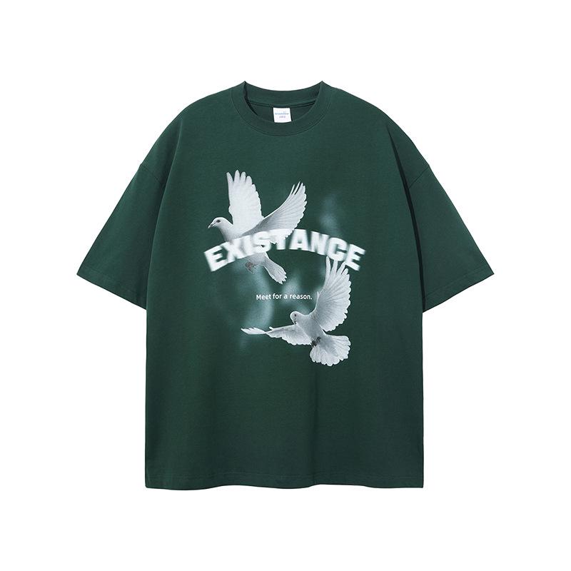 

Футболка ARTIE мужская с принтом «Голубь мира» — короткий рукав, свободный крой, 230 г двойной пряжи, чистый хлопок L лес зеленый