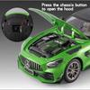 Velký 1:18 Mercedes-Benz AMG GTR model auta Kovové tlakově lité vozidlo Sběratelské hobby zvuková a světelná stahovací miniaturní hračka pro chlapce, děti dárek