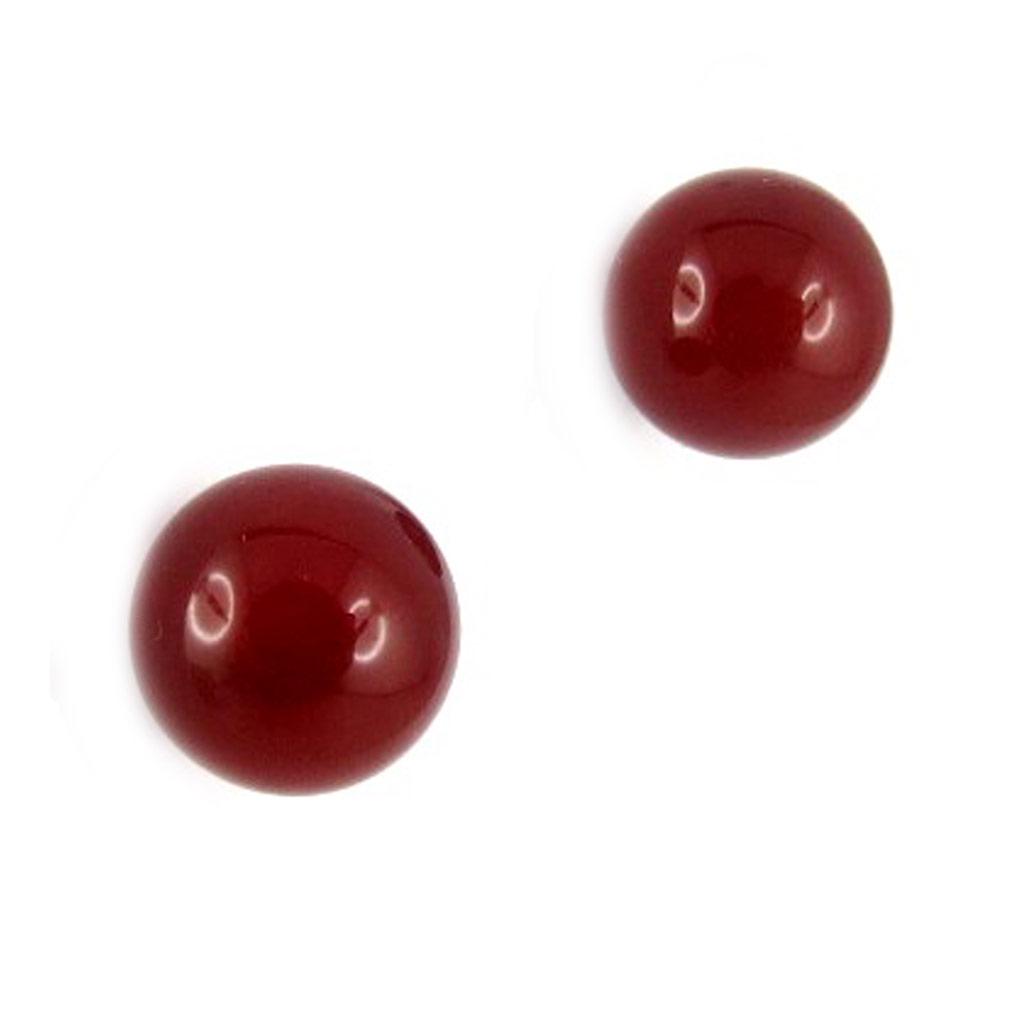 Les Trésors De Lily [K9630] - Carnelian Red 'Mineralia' Silver Earrings 8 Mm