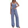 Women Sleeveless Tank Top and Wide Leg Pants Set Casual Lounge Pajama Set with Adjustable Waistband and Relaxed Fit for Home and Sleepwear