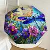 1PC Dragonfly Flowers Automatic Open/Close Umbrella with Windproof, 8-Rib Sturdy Canopy, Durable Ribs, Fashionable Design, Outdoor Accessory, Fun Prin