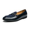 Herren Lackleder Slipper Metallschnalle Wildleder Akzent Formell Lässig Kleiderschuhe