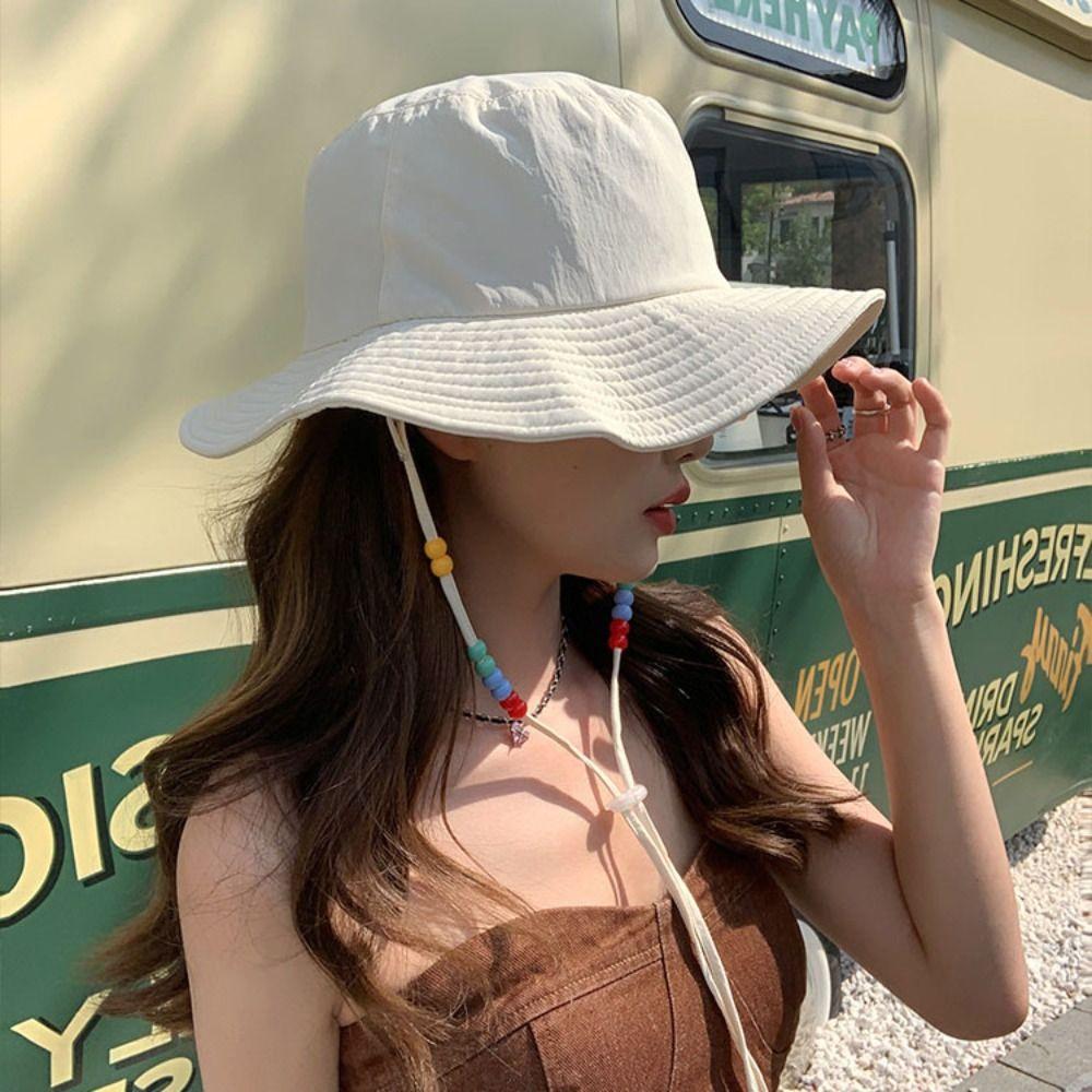 Korean Style Woman Sun Hat Quick Drying Outdoor Fishing Cap Foldable Sun-cream Bucket Hat  Hiking