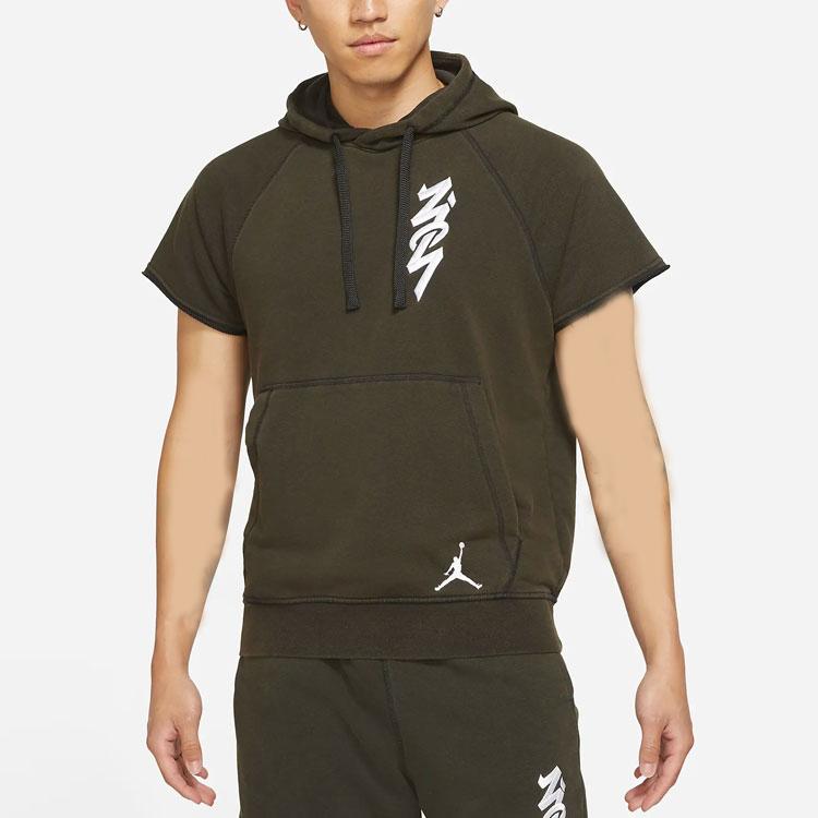 Jordan Dri-FIT Zion Besticktes Logo Schnelltrocknender Sport Kurzarm-Hoodie Herren Hoodie Grün DA9843-010