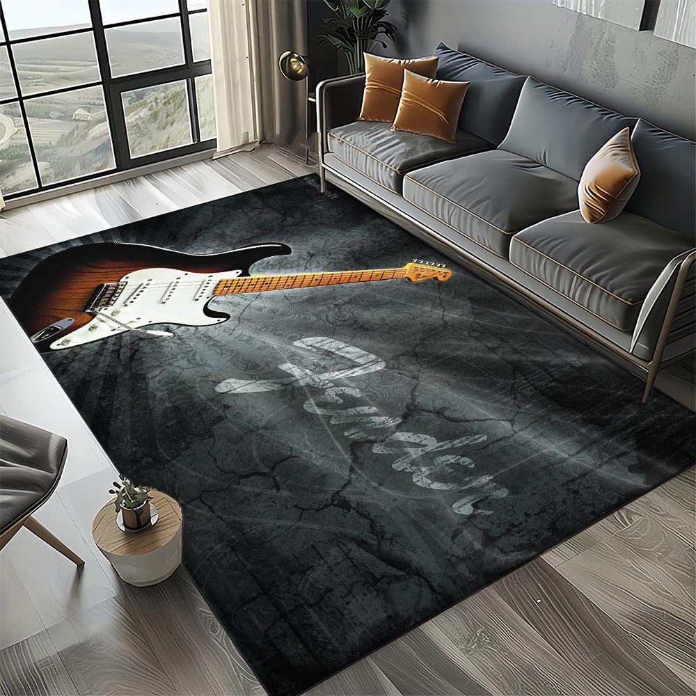 27 Styl Nowy Fender Retro Gitara Instrumenty Muzyka Dywan 3D do Salonu Sypialni Domu Dekoracja Sofy, Antypoślizgowa Mata Podłogowa