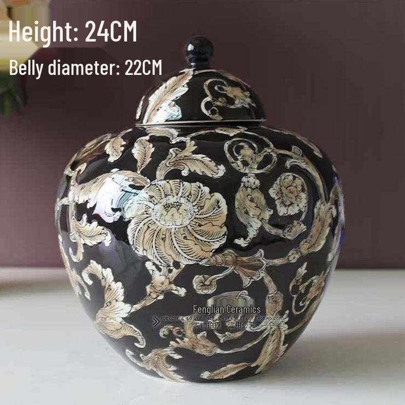 European Style Hand-Painted Ceramic Storage Jar for Living Room Décor