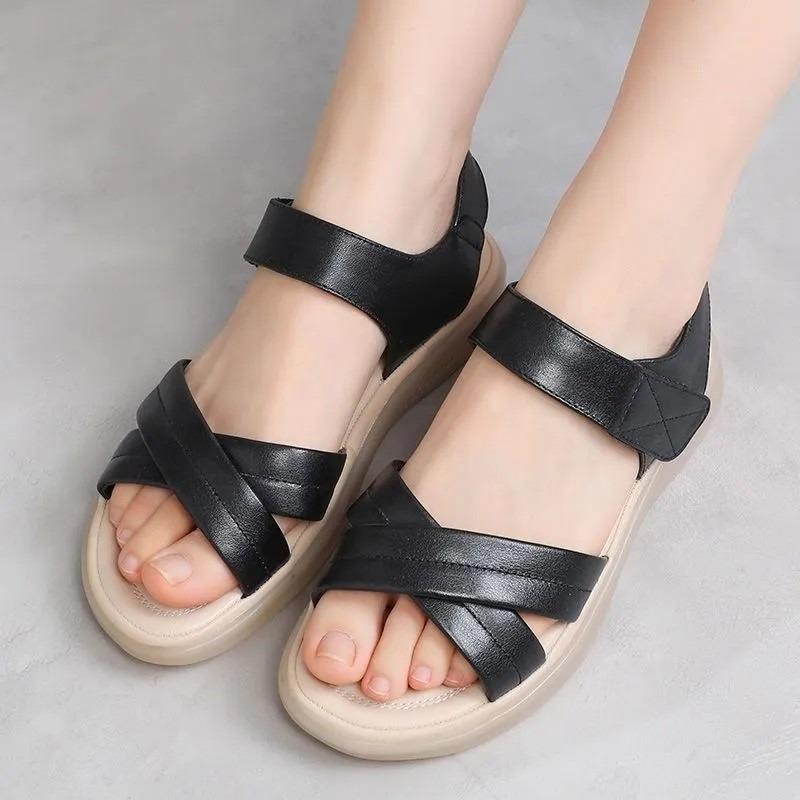 Fashion sandals new soft-soled summer women's outer wear flat-soled non-slip comfortable sandals Velcro women's shoes