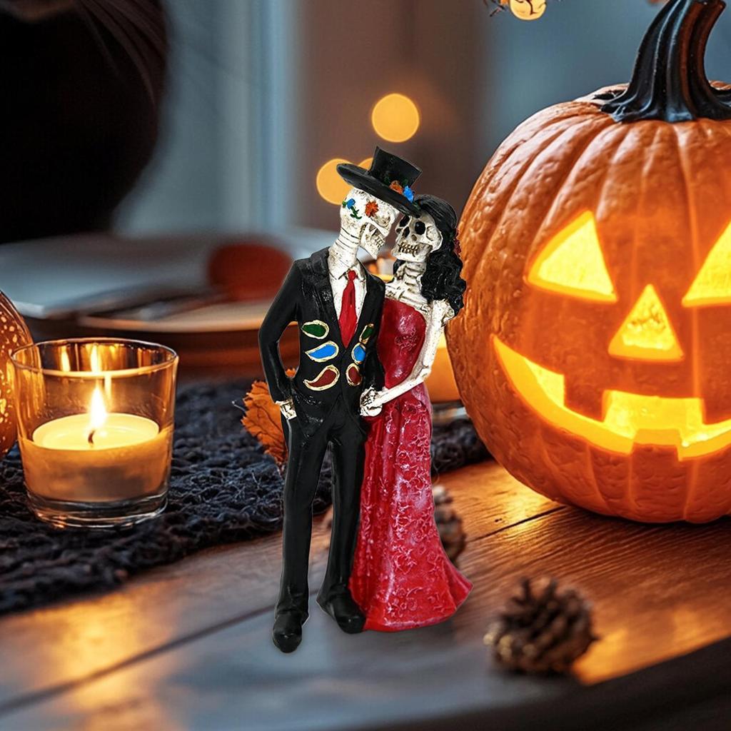 Skeleton Statue Gothic Resin Skulls Sculpture Skeleton Bride And Groom Resin Sculpture For Holiday Garden Backyard Pond Yard