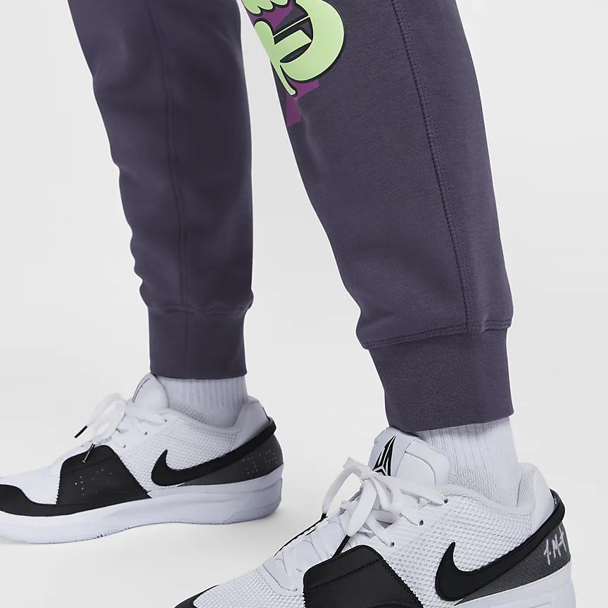 Nike Morant Series Ja Fleece Lined Comfortable Cuffed Basketball Pants Men pants Dark-Purple Baltic-Blue FZ1041-573