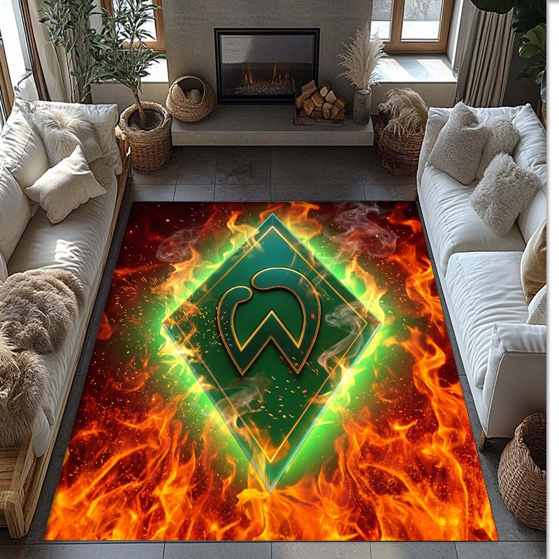 Tappeto in Velluto di Cristallo con Stampa Calcio Werder Bremen, Comodo Assorbente d'Acqua Antiscivolo Tappeto per Pavimenti Interni