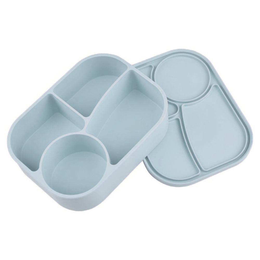 Rectangular Silicone 4 Grid Lunch Box Heat Resistant Leak Proof Lunch Container Microwavable With Compartments Picnic Box School синий 1770₽