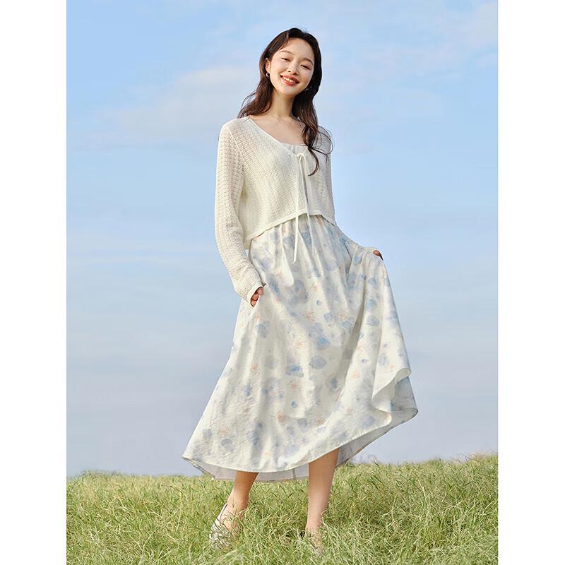 INMAN Women's French Tie-Dye V-Neck Sling Dress