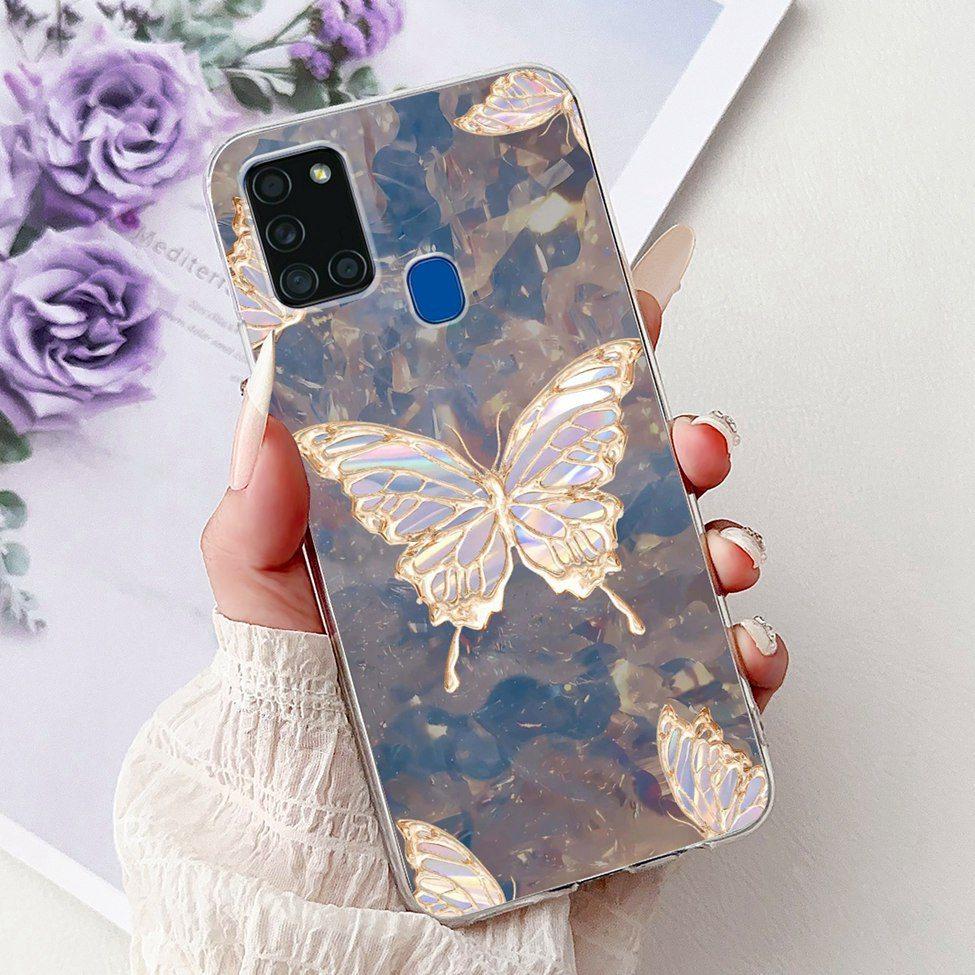 For Samsung A21s Case Cover Clear Fashion Luxury Cute Painted Back Cover For Samsung Galaxy A21s Phone Case A217F A217M A217N