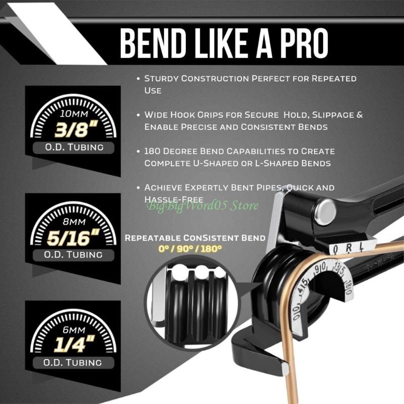 24TE Precisions Angled Pipe Bender 1/4" 5/16" 3/8" 180 Degree For Accurate Conduit Shaping In Electrical And Plumbing Job