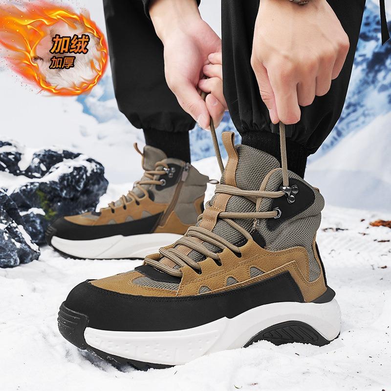 2026 Winter Men's Boots Thickened Plush Warm Cotton Shoes Fashion Casual High-top Boots Winter Men Snow Boots Botas Para Hombre