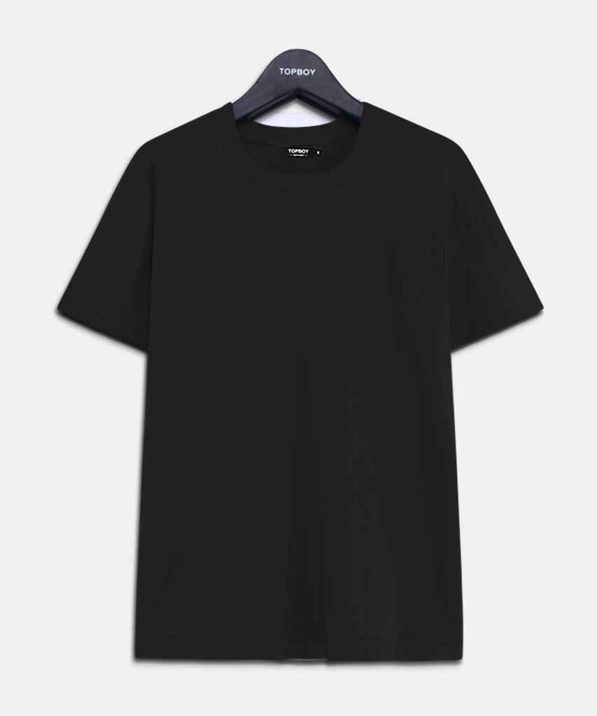 TOPBOY Basic Standard Fit Combed Cotton 20-Count Short Sleeve T-Shirt Black