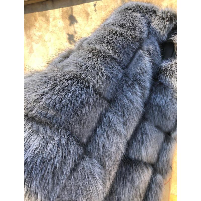 Haining fur autumn and winter hooded imitation fur vest women's medium and long fashion furry vest